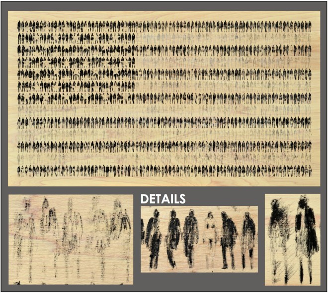 1,040 Pedestrians (Because America), 2014Ink on wood panel, 38x67 inchesSOLD