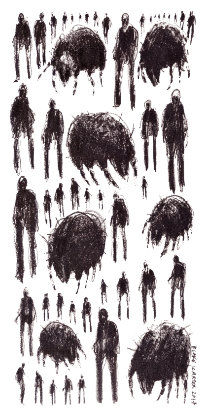 2017 - Of Mites and Men, ink on paper, 6x12 inches