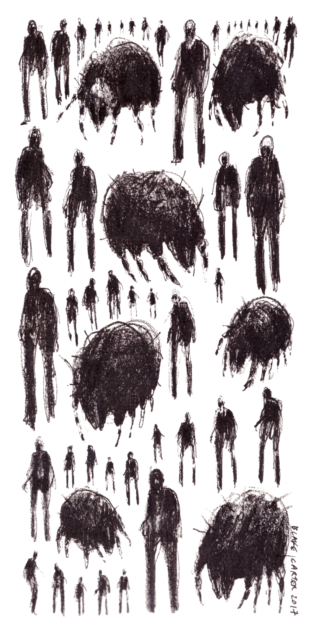 2017 - Of Mites and Men, ink on paper, 6x12 inches